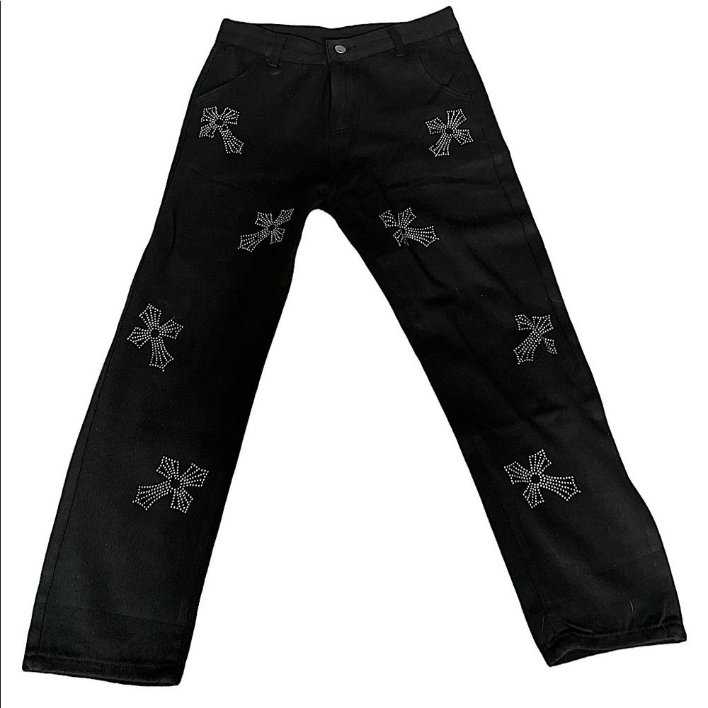 Upsurge Planet studded cross slim fit pants